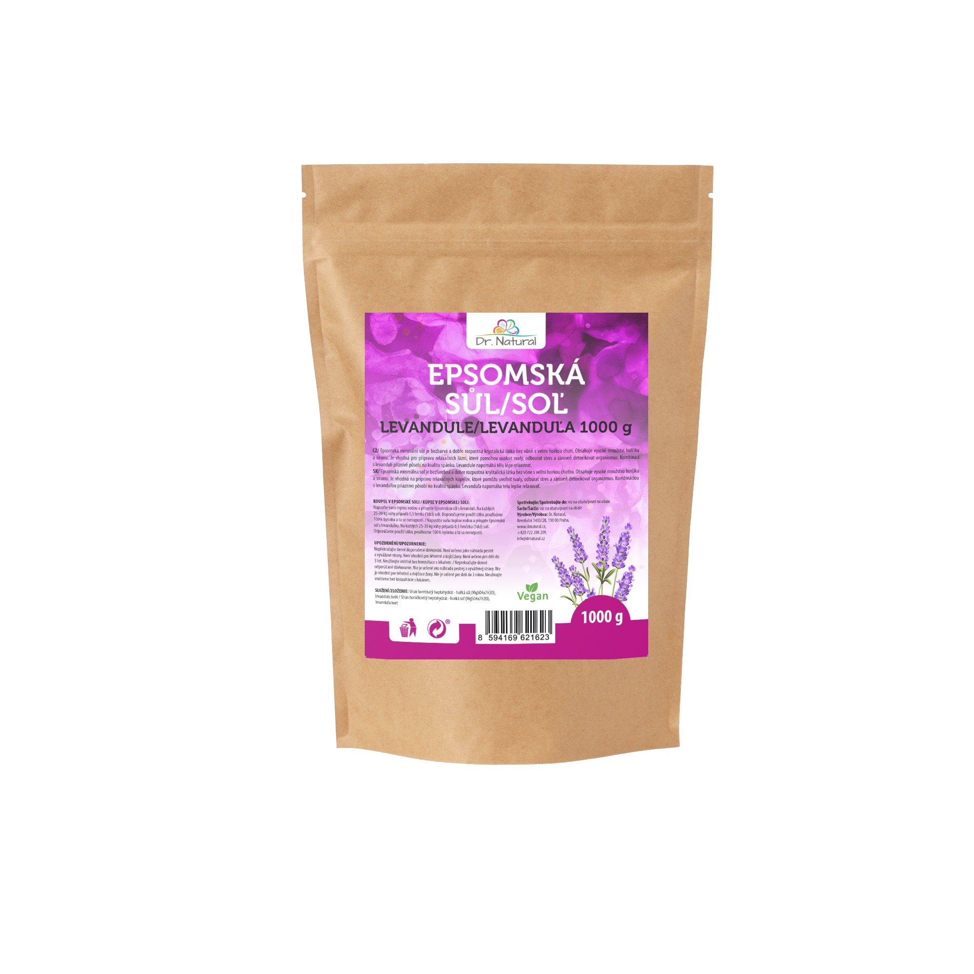 DR.NATURAL Epsomská sůl Levandule 1000 g
