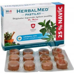 DR. WEISS Herbalmed eukalypt + máta + vitamín C 24+6 pastilek