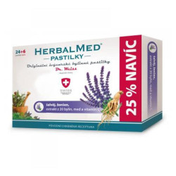 DR. WEISS Herbalmed šalvěj + ženšen + vitamín C  24+6 pastilek