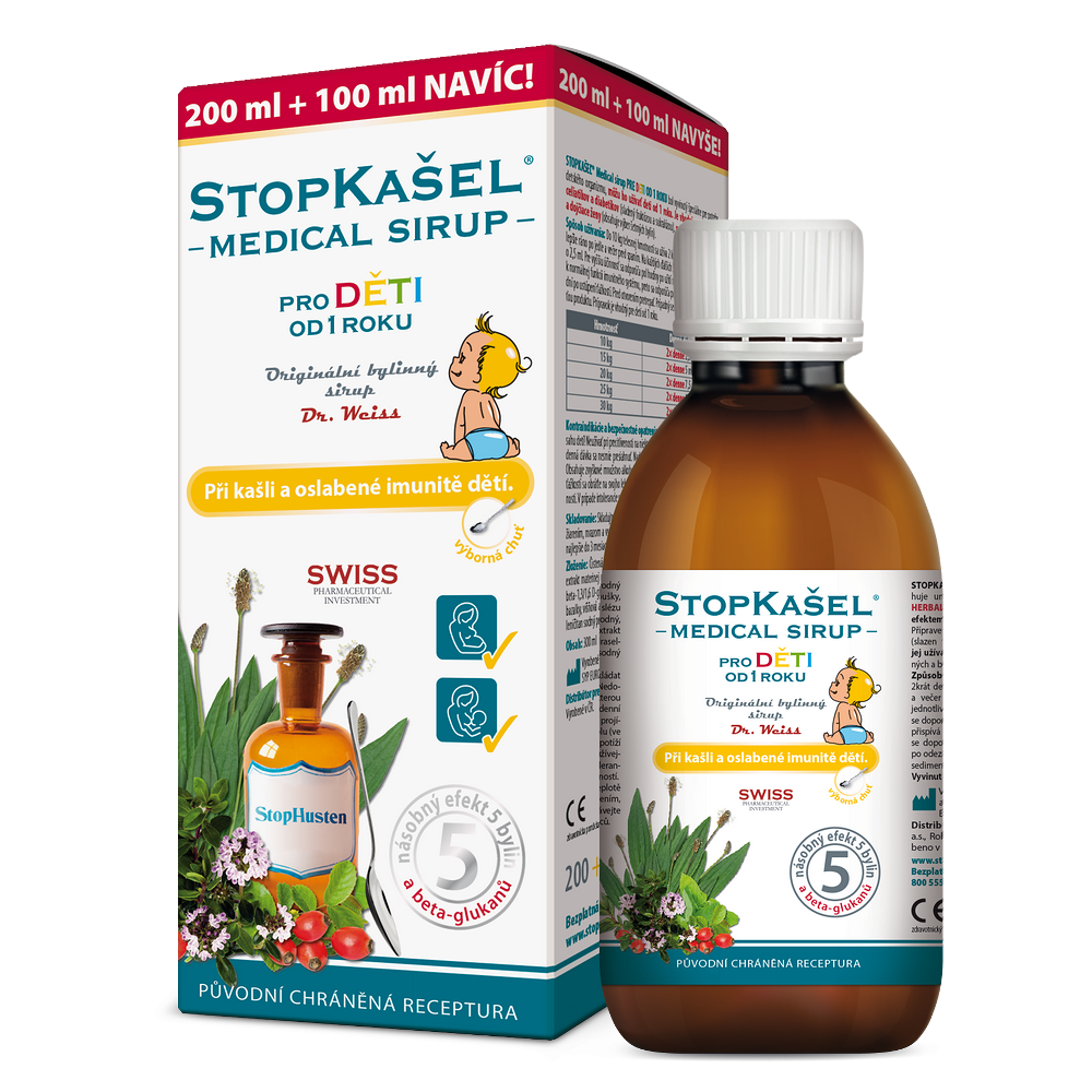 DR. WEISS Stopkašel sirup pro děti od 1 roku 200 + 100 ml navíc