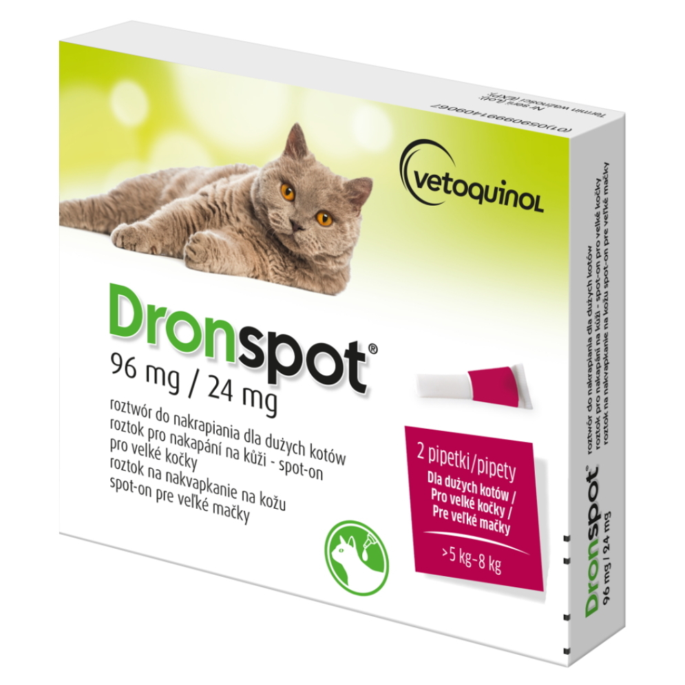 DRONSPOT 96 mg/24 mg spot-on pro velké kočky 2x 1,12 ml
