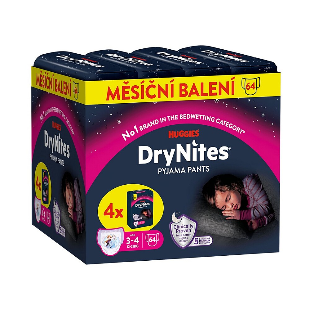 DRY NITES® Jumbo Natahovací kalhotky dívčí 3-4roky 64 kusů
