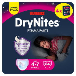 DRY NITES® Jumbo Natahovací kalhotky pro dívky 4-7 let 64 kusů