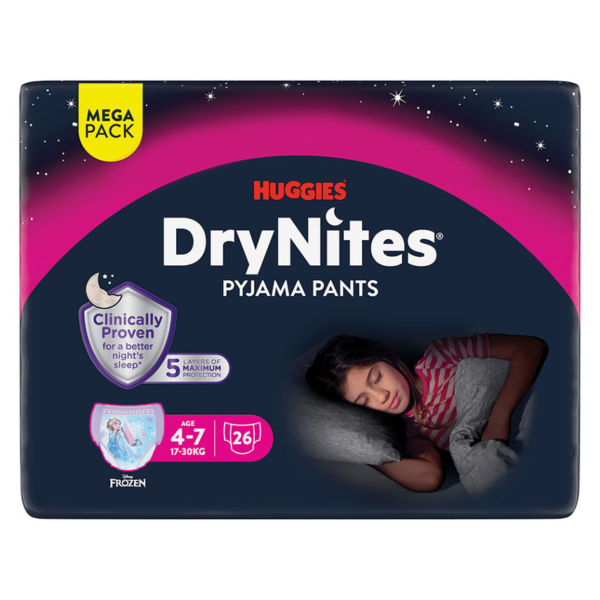 DRY NITES® Mega Natahovací kalhotky pro dívky 4-7 let 26 kusů