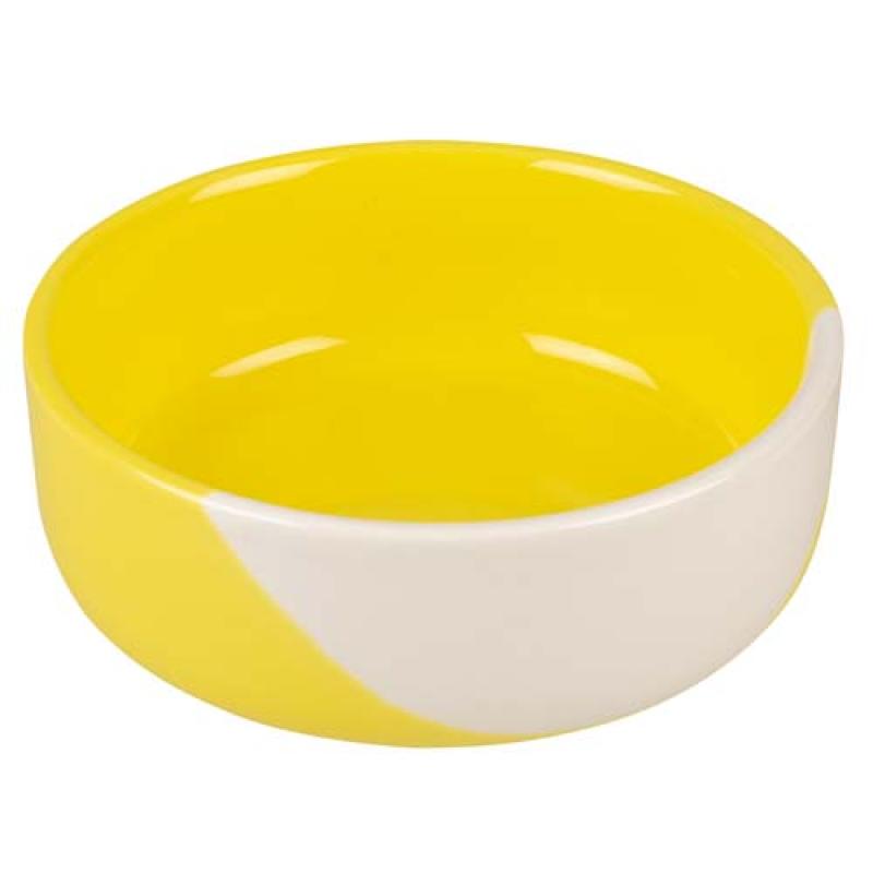 Duvo+ Keramická miska žluto-bílá 600ml/14,5x14,5x5,5cm