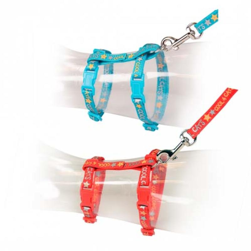 Duvo+ Postroj s vodítkem pro kočky Set COOL CATS 20-35cm/10mm-125cm MIX 1ks