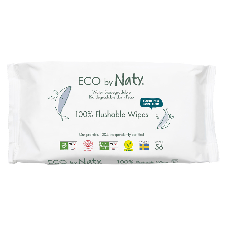 ECO BY NATY Vlhčené ubrousky Naty bez vůně splachovatelné 56 ks
