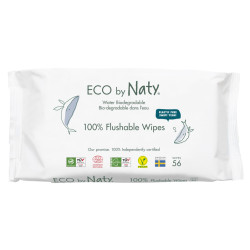 ECO BY NATY Vlhčené ubrousky Naty bez vůně splachovatelné 56 ks