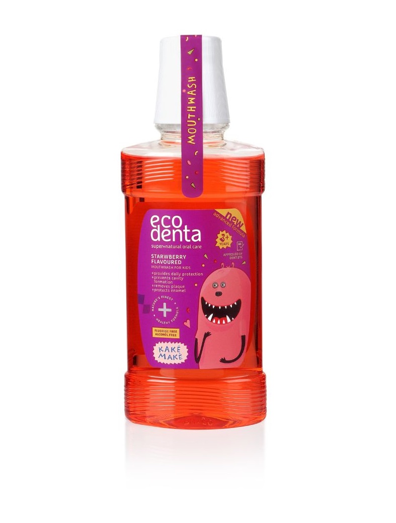 ECODENTA Kake Make Dětská ústní voda s jahodovou příchutí 250 ml