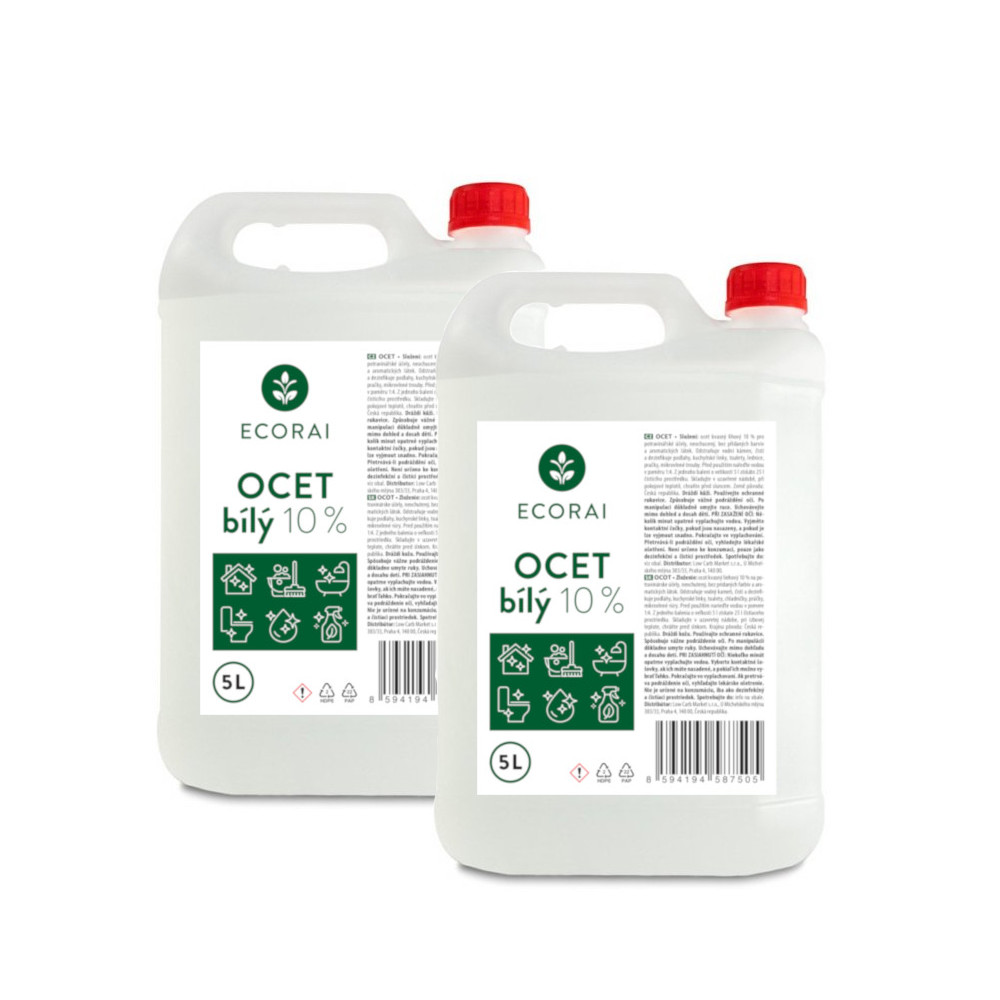 Ecorai Ocet bílý 10 % na úklid - kanystr 2 x 5 l (10 l) výhodné balení