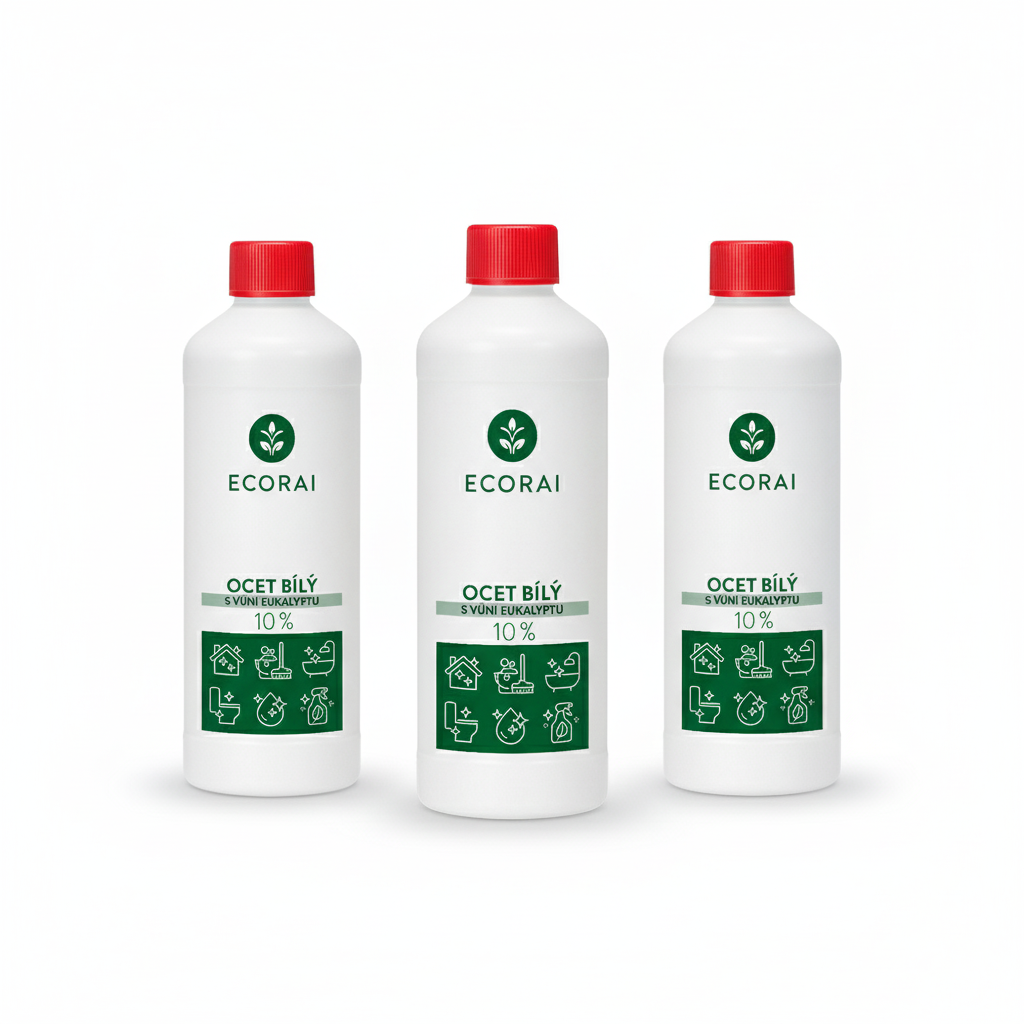 Ecorai Ocet bílý 10 % s vůní eukalyptu 3 x 1 l výhodné balení