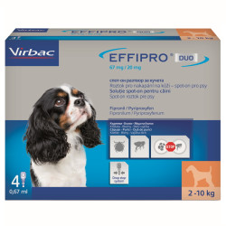 EFFIPRO DUO 67/20 mg spot-on pro psy S (2-10 kg) 0,67 ml 4 pipety