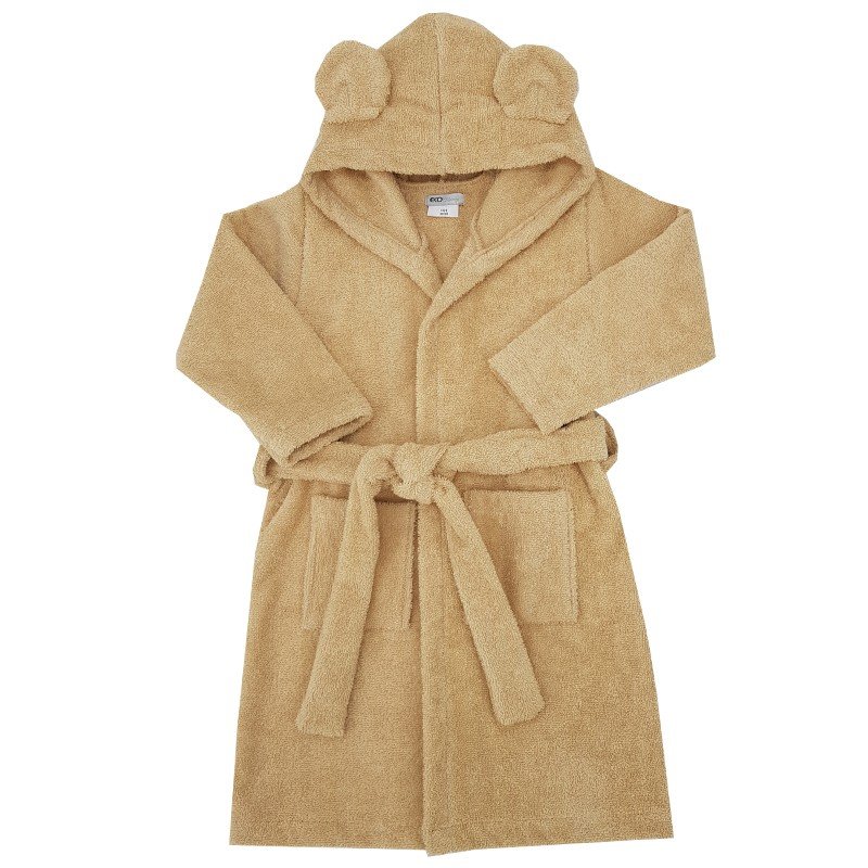 Eko Župan bavlněný s kapucí a oušky Beige vel. S 92-98