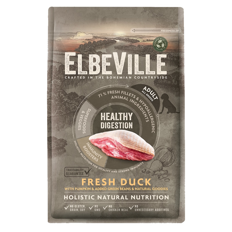 ELBEVILLE Healthy Digestion Fresh Duck granule pro psy, Hmotnost balení (g): 11,4 kg