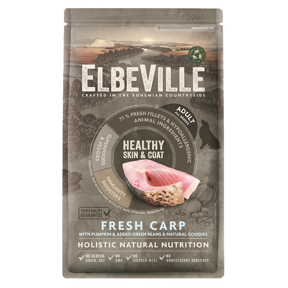 ELBEVILLE Healthy Skin and Coat Fresh Carp granule pro psy, Hmotnost balení (g): 1,4 kg