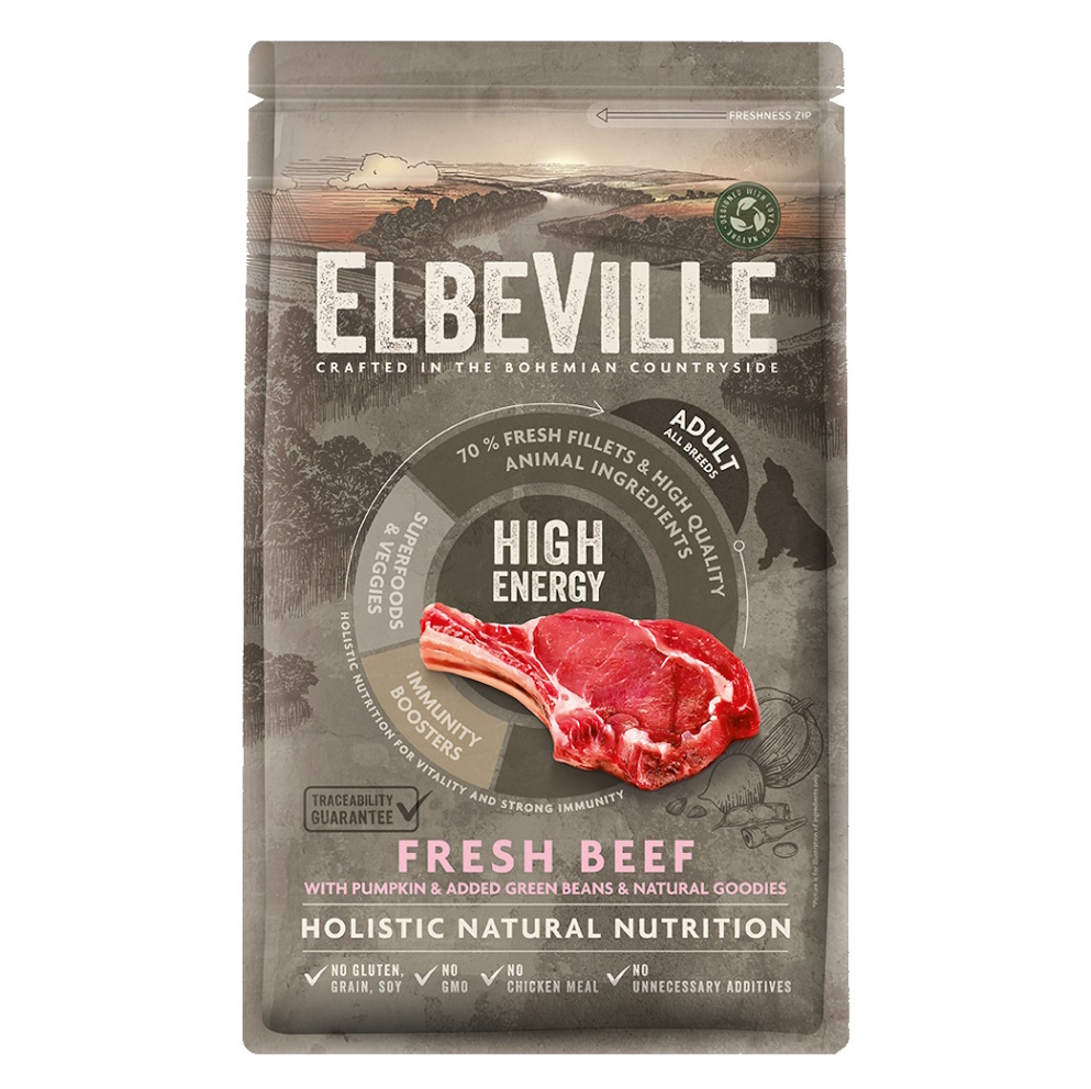 ELBEVILLE High Energy Fresh Beef granule pro psy, Hmotnost balení (g): 1,4 kg