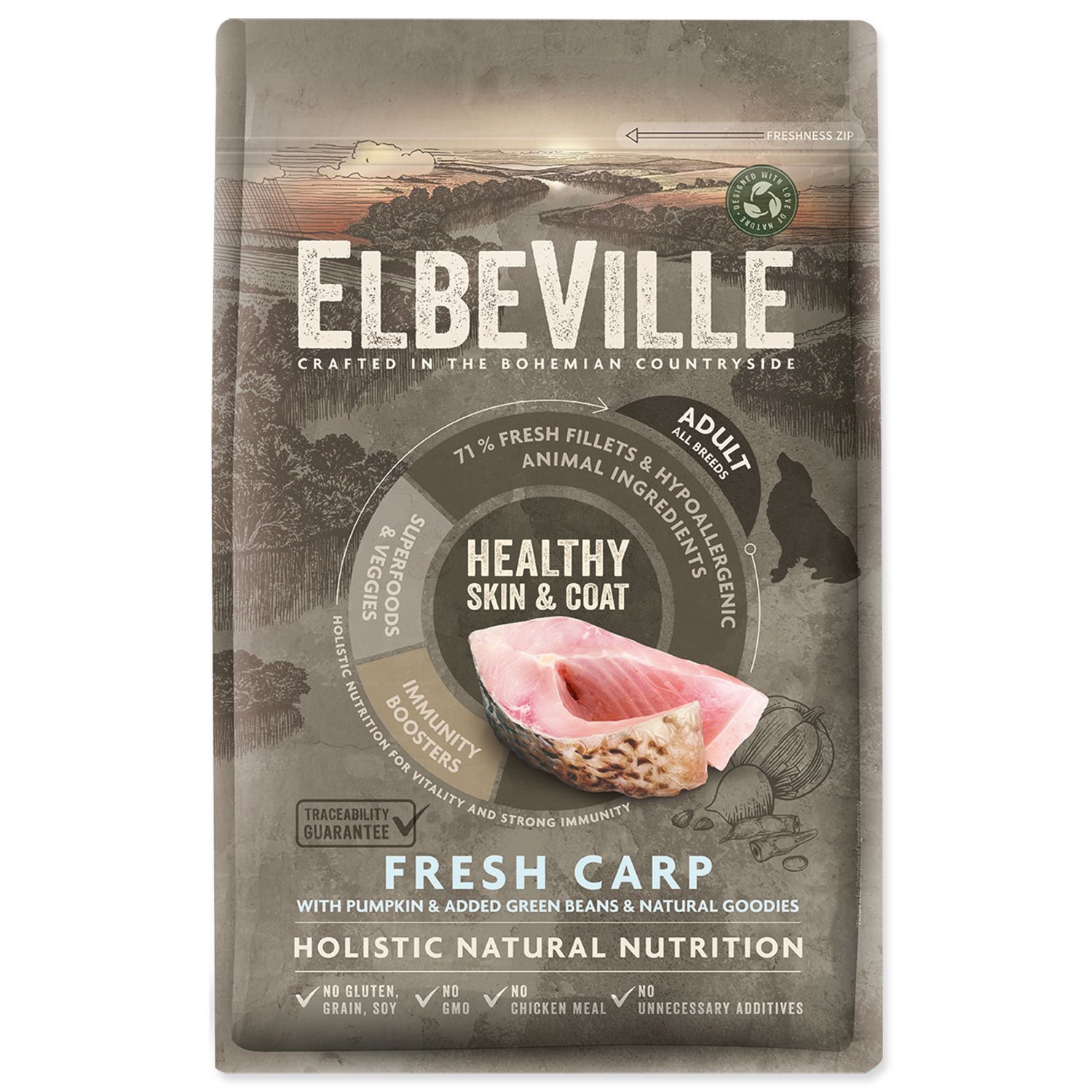 ELBEVILLE Krmivo Adult All Breeds Healthy Skin and Coat Fresh Carp 4kg