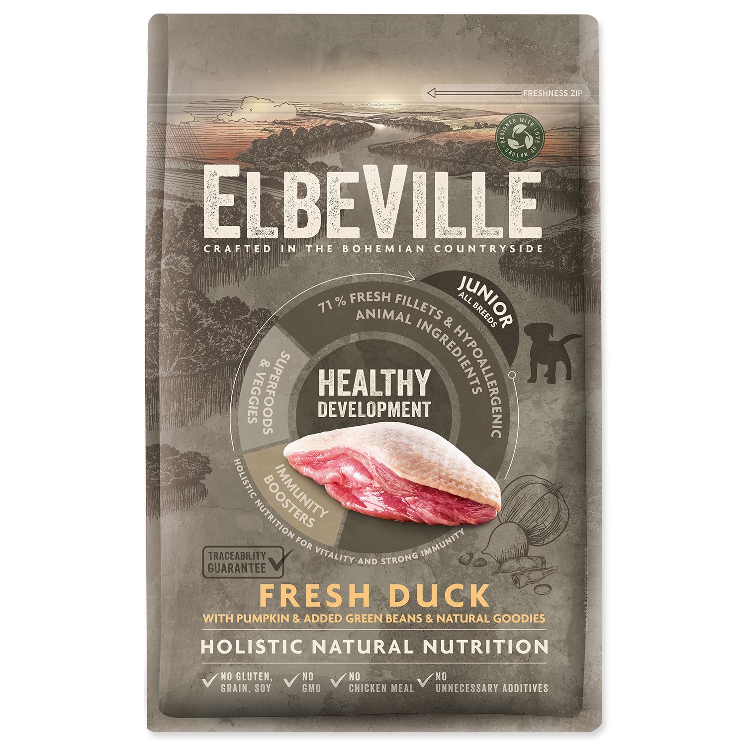 ELBEVILLE Krmivo Puppy and Junior All Breeds Healthy Development Fresh Duck 4kg