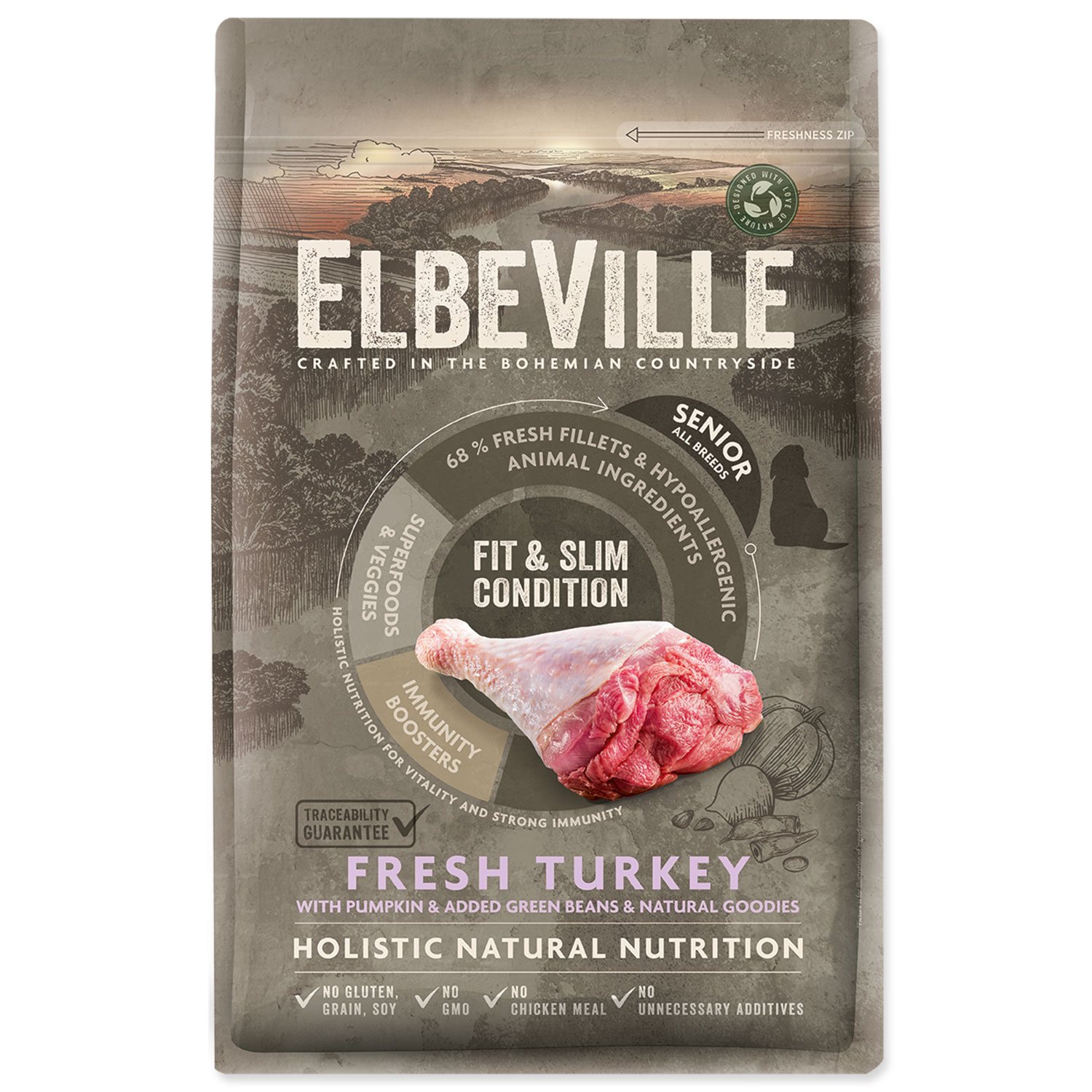 Elbeville Krmivo Senior All Breeds Fit and Slim Condition Fresh Turkey 4kg