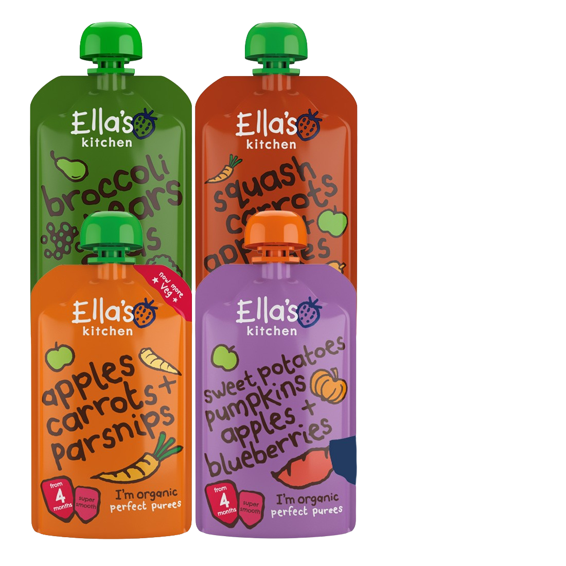 ELLA'S KITCHEN BIO Mix ovocno-zeleninových příkrmů 4 x 120 g