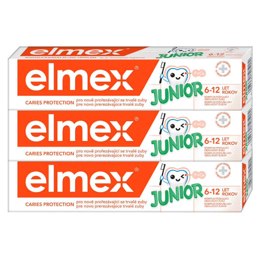 ELMEX Junior Dětská zubní pasta pro děti ve věku 6-12 let  3 x 75 ml