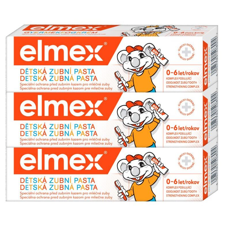 ELMEX Kids Dětská zubní pasta pro děti od prvního zoubku do 6ti let 3 x 50ml
