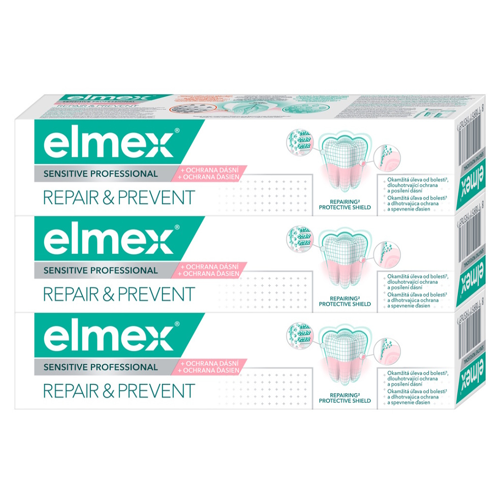 ELMEX Sensitive Professional Repair & Prevent zubní pasta pro citlivé zuby 3 x 75 ml