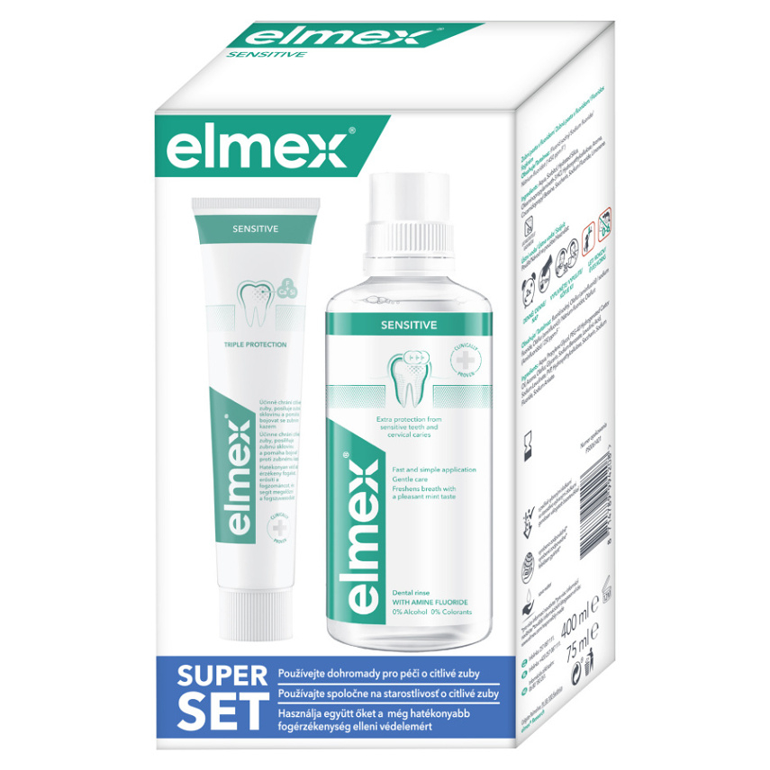 ELMEX Sensitive ústní voda 400 ml + Zubní pasta 75 ml