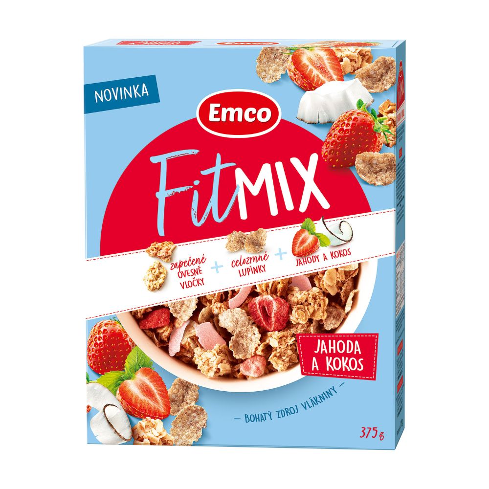 Emco FitMix jahoda a kokos 375 g