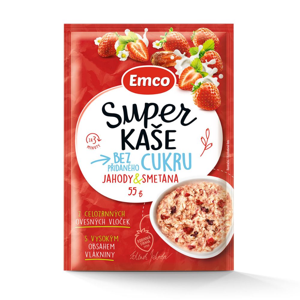 Emco Super kaše jahody a smetana 55 g
