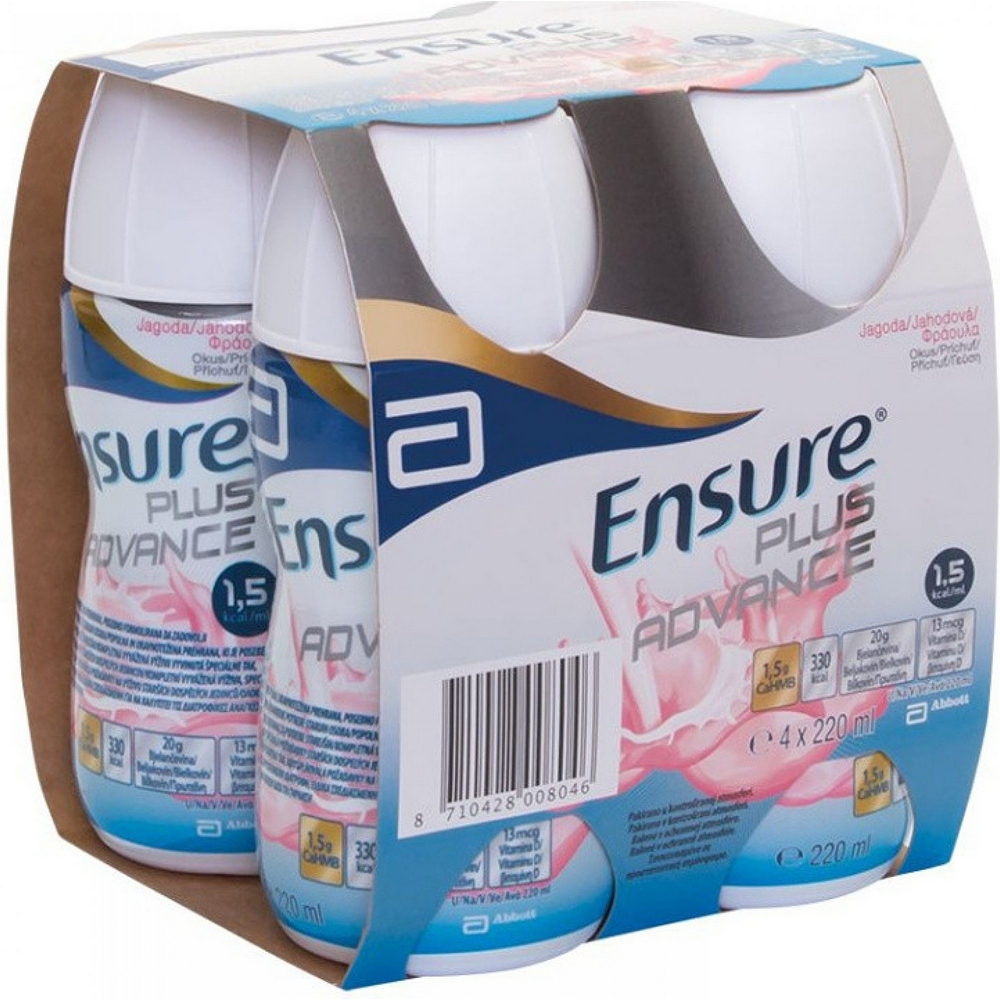 ENSURE PLUS Příchuť jahodová 4 x 220 ml