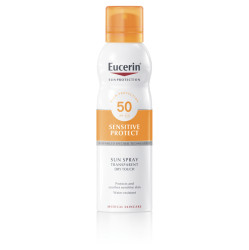 EUCERIN Sun Dry Touche Transparentní sprej na opalování SPF 50 200 ml, Určeno pro: Dospělé