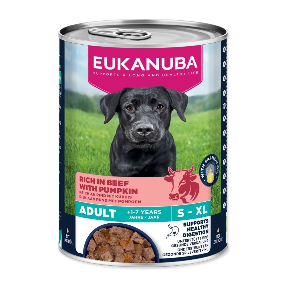 Eukanuba Adult konzerva bohatá na hovězí s dýní 400 g
