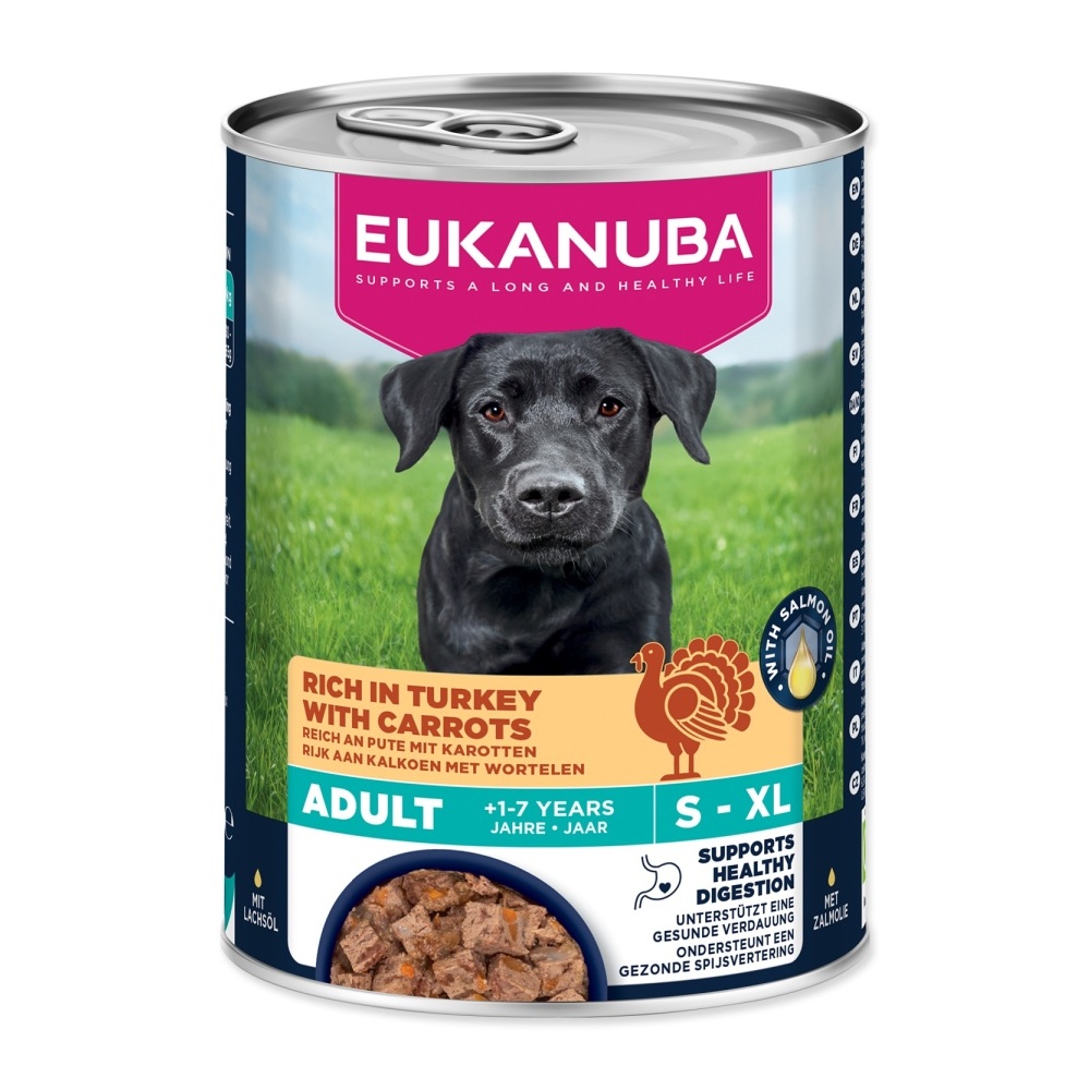 Eukanuba Adult konzerva bohatá na krůtí s mrkví 400 g