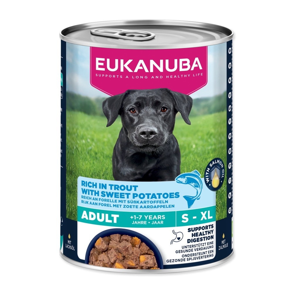 Eukanuba Adult konzerva bohatá na pstruha s batáty 400 g