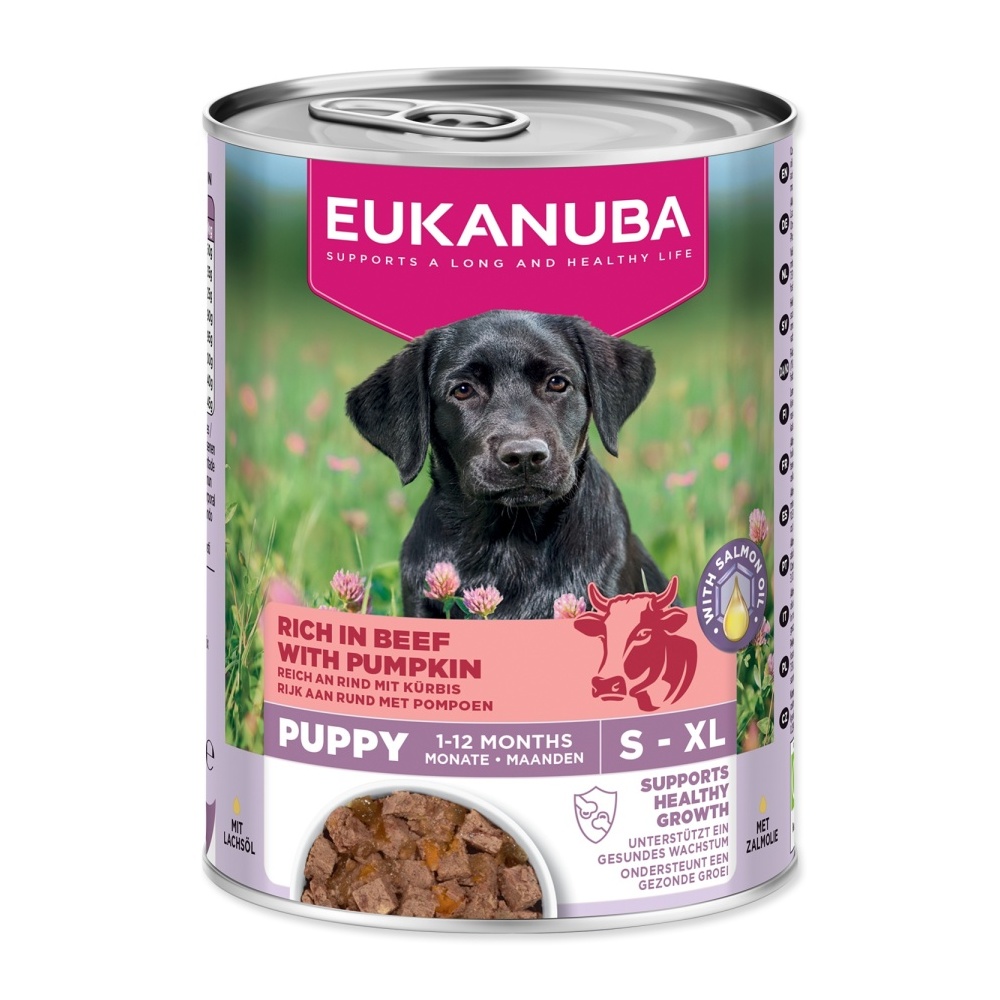 Eukanuba Puppy konzerva bohatá na hovězí s dýní 400 g
