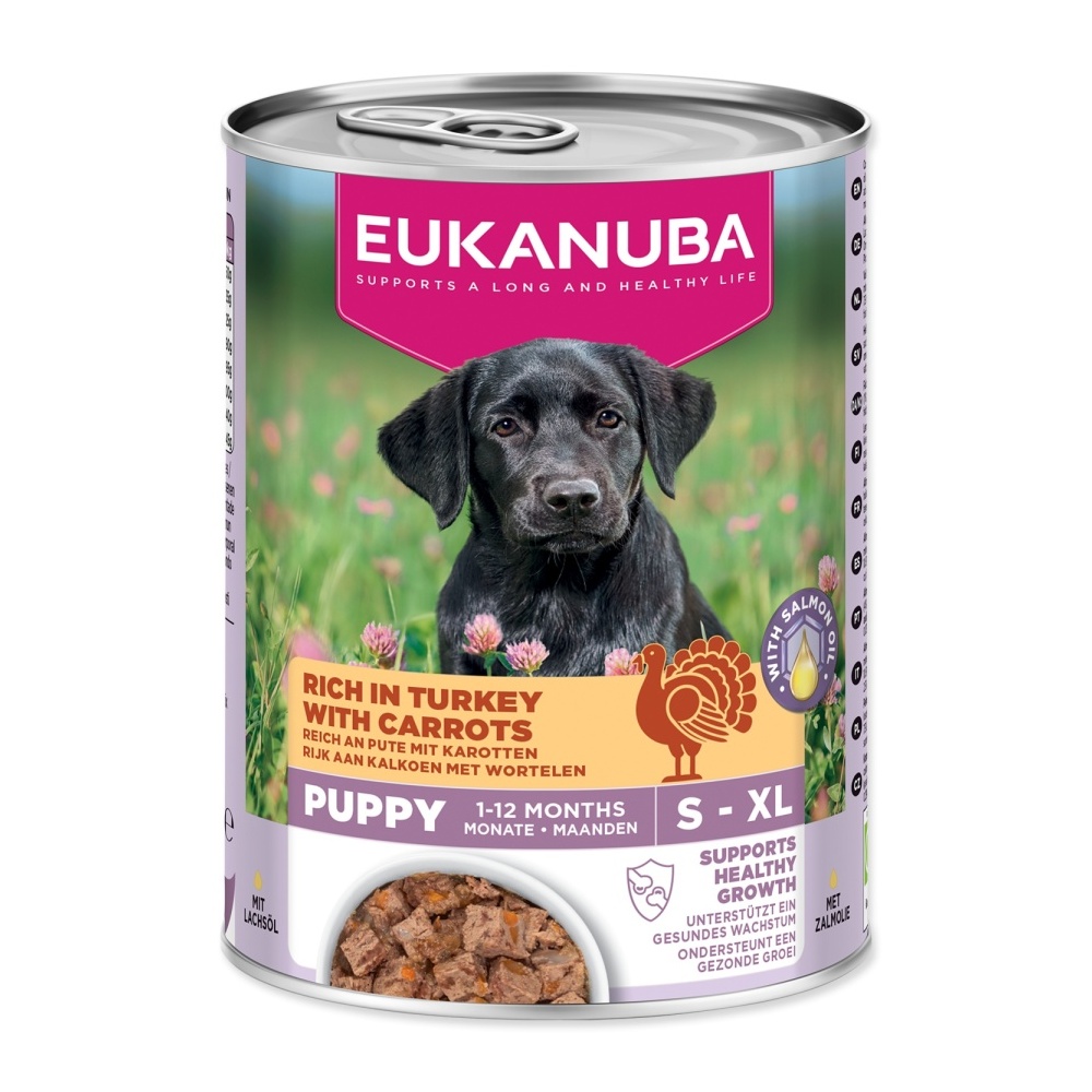 Eukanuba Puppy konzerva bohatá na krůtí s mrkví 400 g
