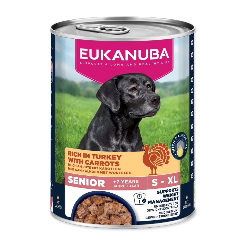 Eukanuba Senior konzerva bohatá na krůtí s mrkví 400 g