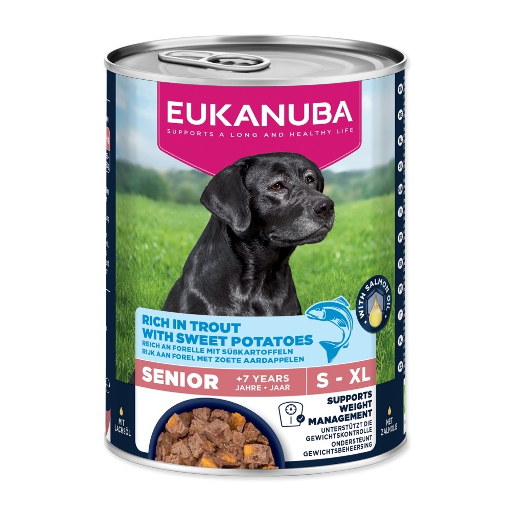 Eukanuba Senior konzerva bohatá na pstruha s batáty 400 g
