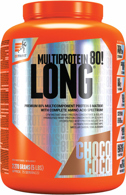 EXTRIFIT Long 80 Multiprotein Čokoláda, Kokos 2270 g