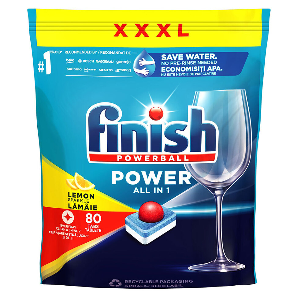 FINISH Power All in 1 Tablety do myčky nádobí Lemon Sparkle 80 ks
