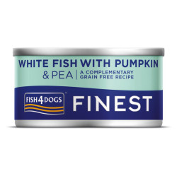 FISH4DOGS Konzerva pro psy Finest bílá ryba s dýní a hráškem 85 g