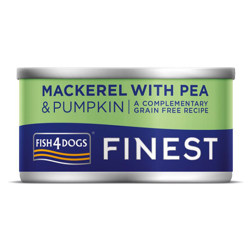 FISH4DOGS Konzerva pro psy Finest s makrelou, dýní a hráškem  85 g