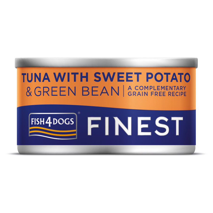 FISH4DOGS Konzerva pro psy Finest s tuňákem, sladkými bramborami a zelenými fazolkami 85 g