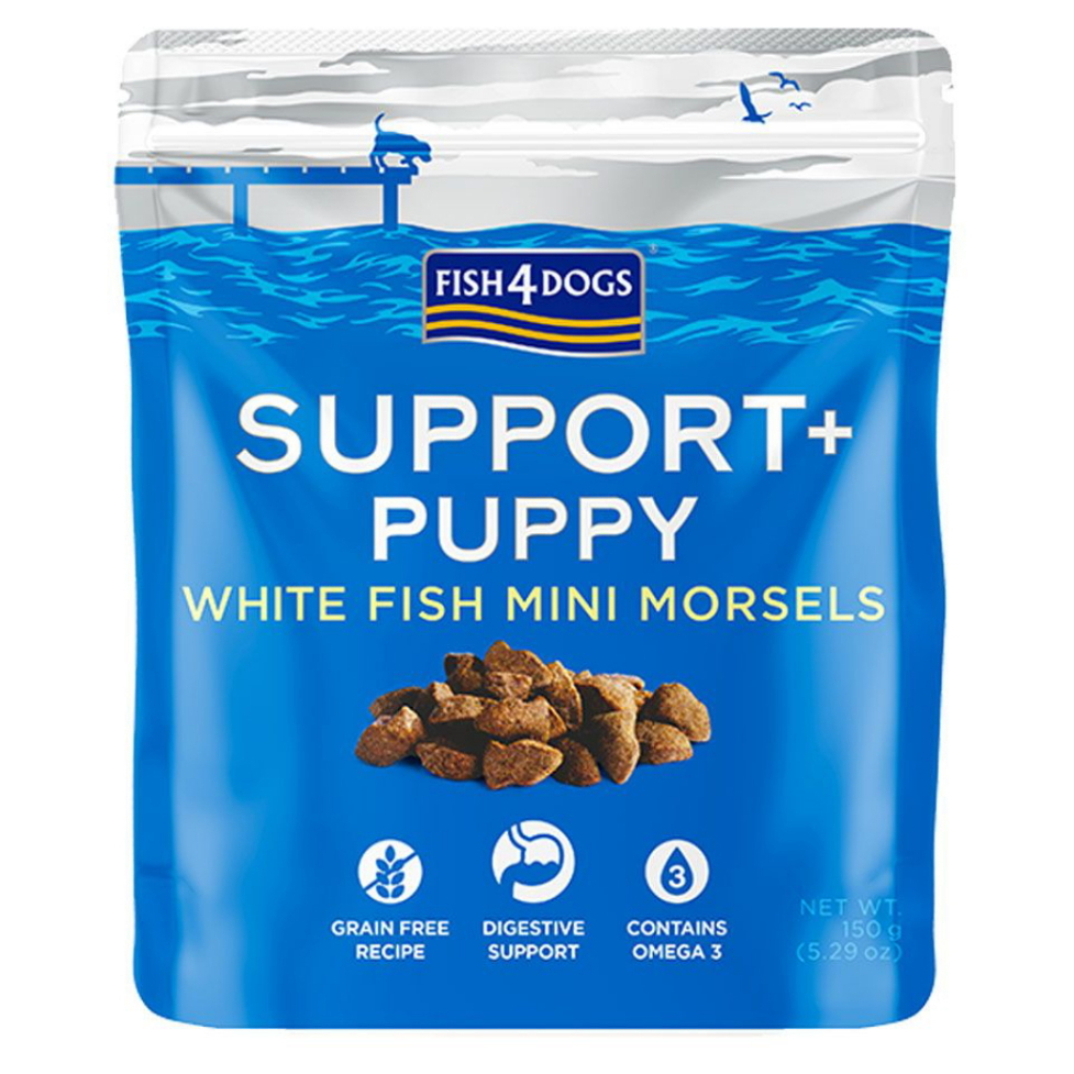 FISH4DOGS Pamlsky pro štěňátka na podporu trávení s kousky bílé ryby a prebiotiky 150 g
