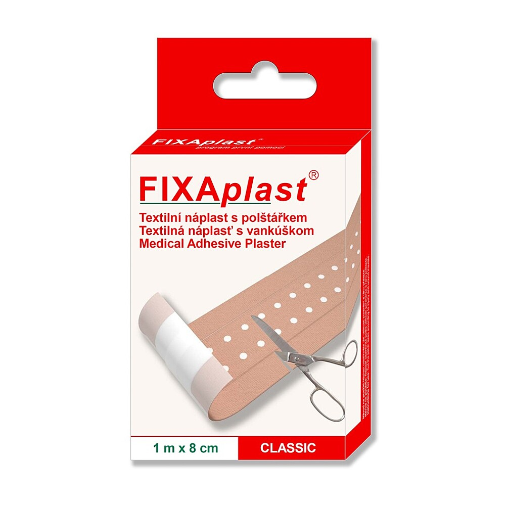 FIXAPLAST Classic náplast textilní s polštářkem 1 m x 8 cm