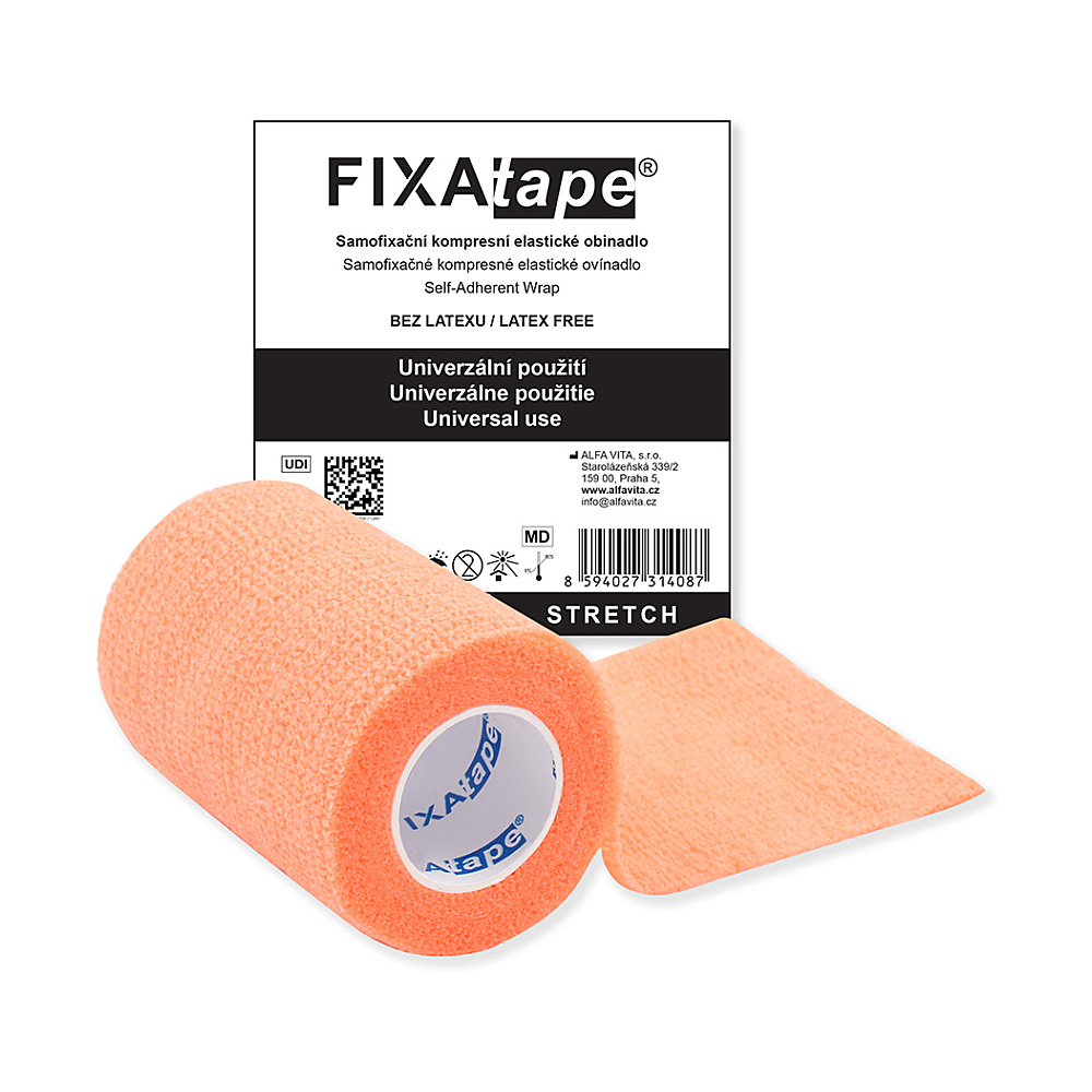 FIXAPLAST Fixatape stretch samofixační obinadlo 7,5 cm x 450 cm oranžové 1 kus