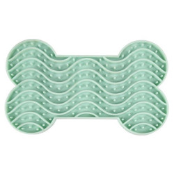 FLAMINGO Lízací podložka pro psy a kočky kost zelená S