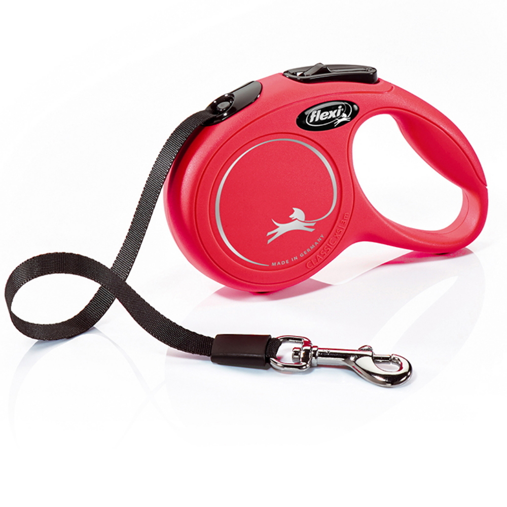 FLEXI New Classic vodítko pro psy pásek červená, Velikost vodítka: XS - 3 m