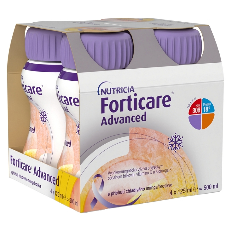 FORTICARE Advanced příchuť chladivého mango/broskev 4 x 125 ml